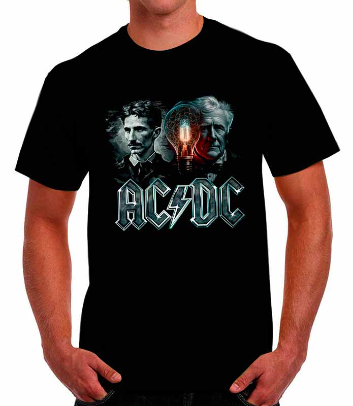 Playera AC/DC Nicola Tesla Alva Edison