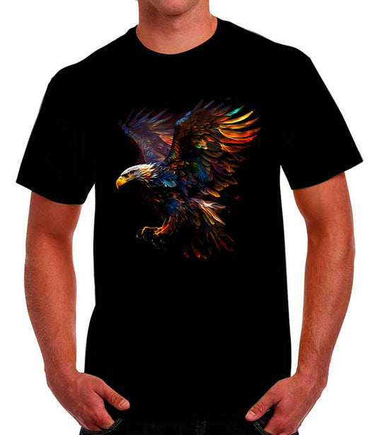Playera águila de colores volando