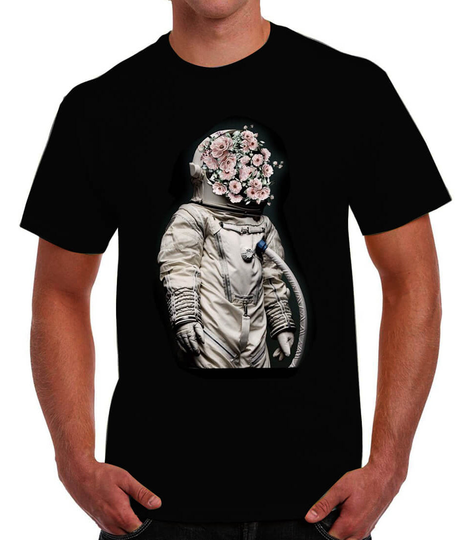 Playera Astronauta con flores