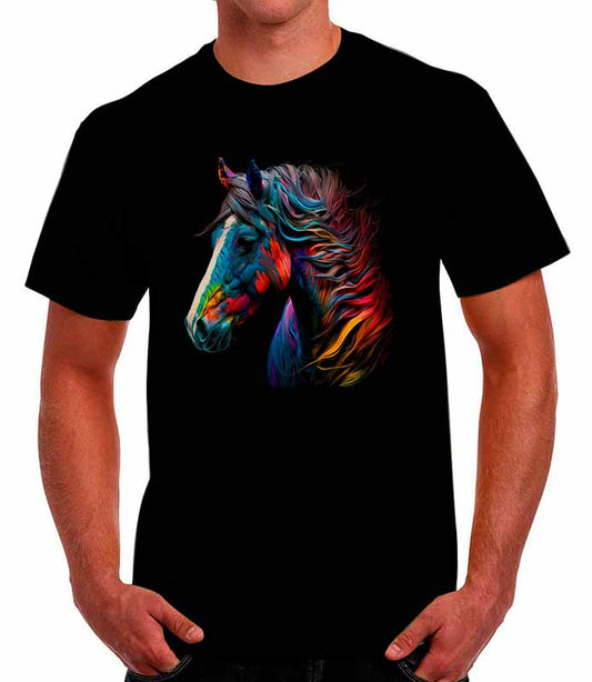 Playera caballo crin de colores efecto pintura