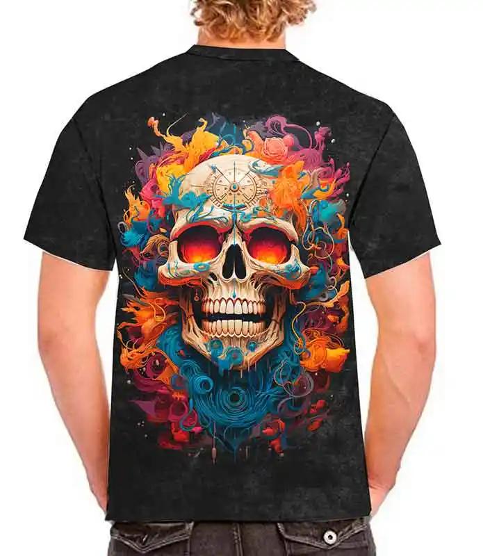 Playera calavera de brujula full print