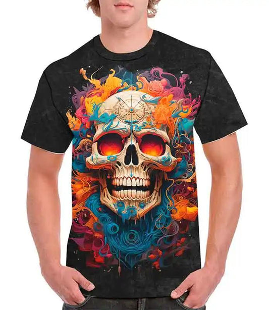 Playera calavera de brujula full print