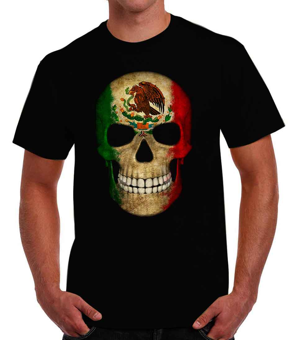 Playera calavera de bandera de México