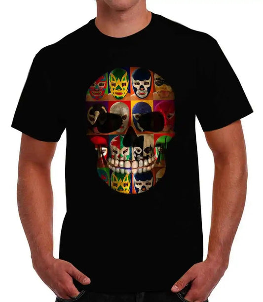 Playera calavera de luchadores