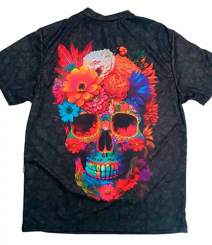 Playera Calavera de flores sublimada full print