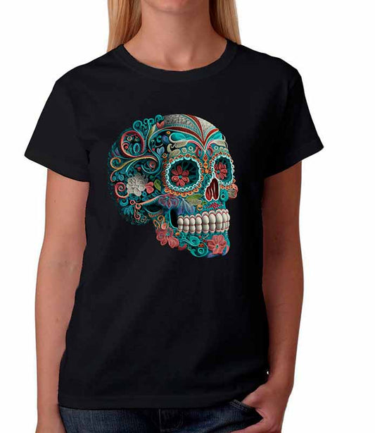 Playera calavera efecto bordado