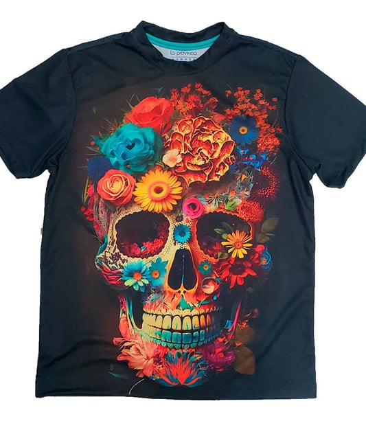 Playera Calavera de flores sublimada full print