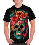 Playera Calavera de flores sublimada full print