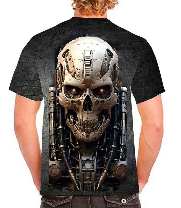 Playera Calavera Robot fullprint - Camisetas De Halloween