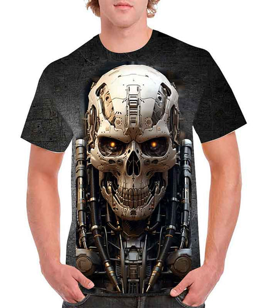 Playera Calavera Robot fullprint - Camisetas De Halloween