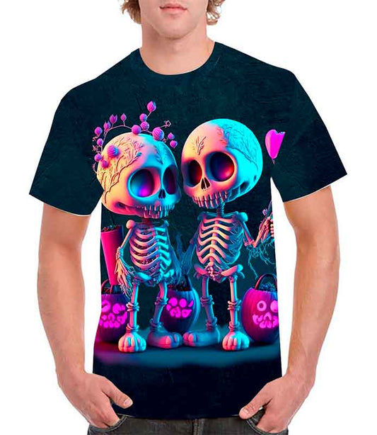 Playera calaveras enamoradas full print