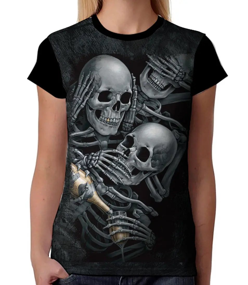 Playera de calaveras ciega sorda y muda