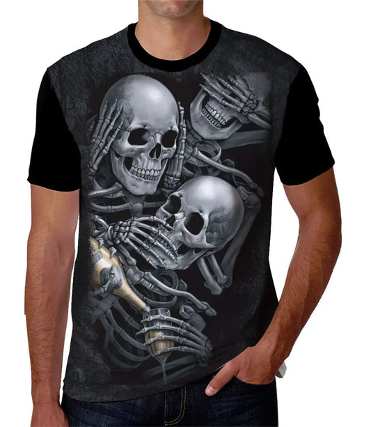 Playera de calaveras ciega sorda y muda