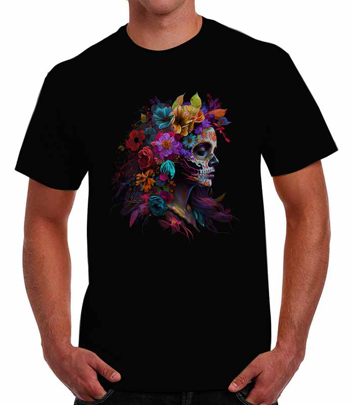 Catrina skull with flowers T-shirt