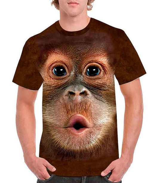 Playera chango soplando sublimada full print