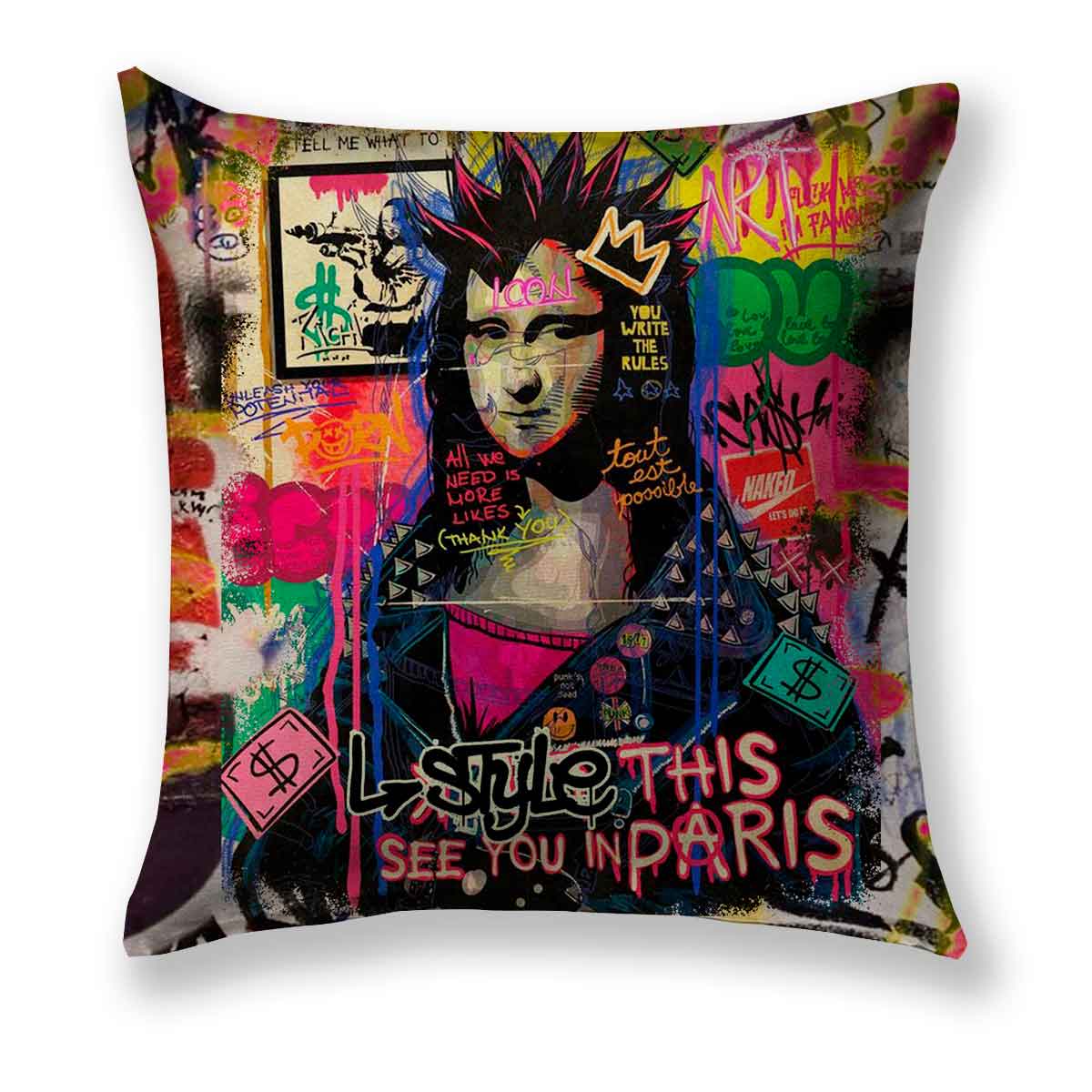 Cojin monalisa grafitti