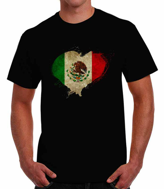 Playera bandera de Mexico corazon