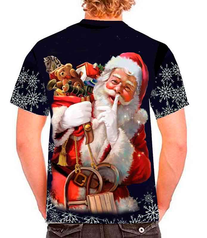 Playera Santa Claus con regalos sublimada full print