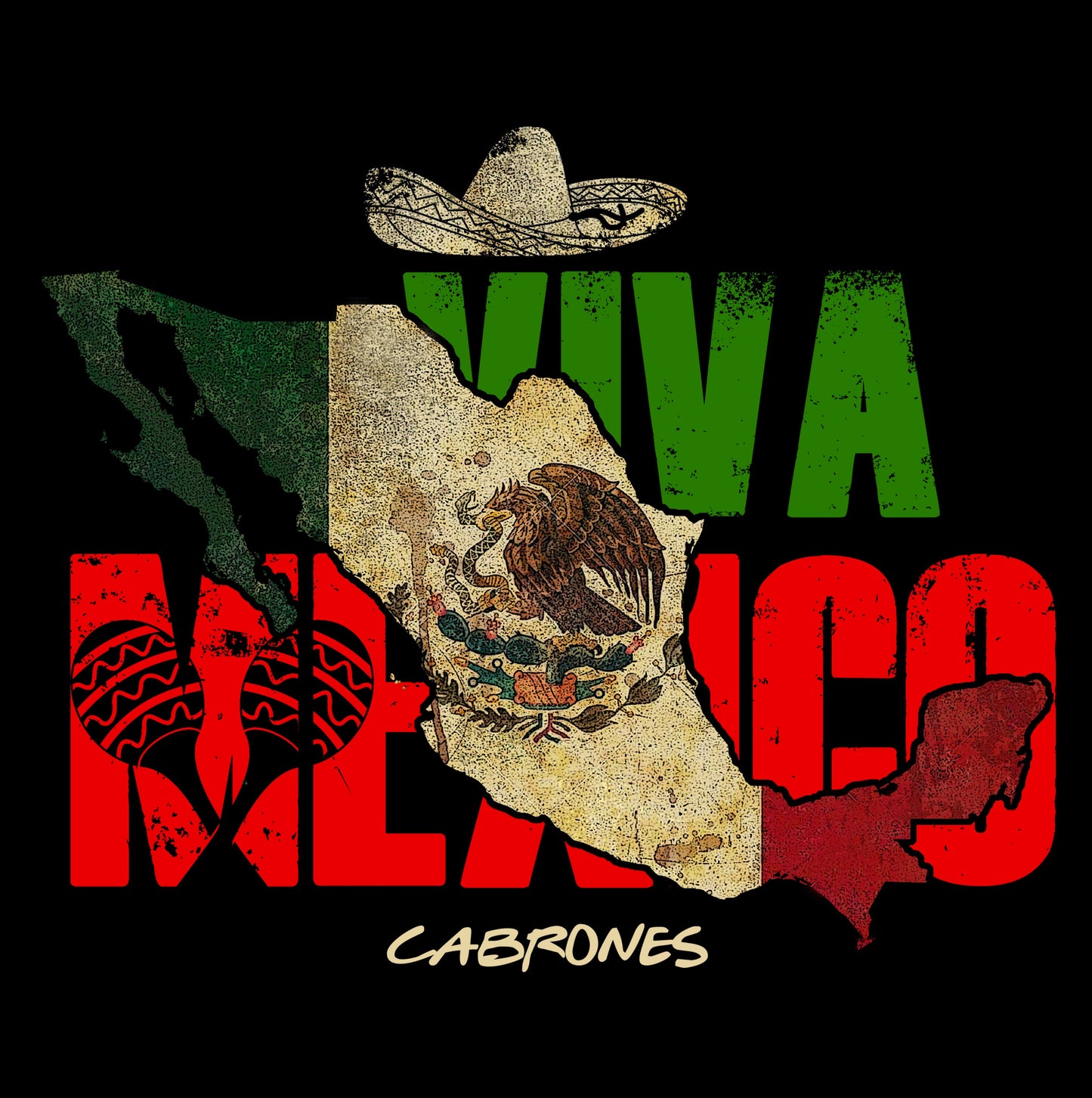 Viva México Cabrones Mapa – Diseño Digital PNG para DTF, DTG y Serigrafía | Descarga Inmediata