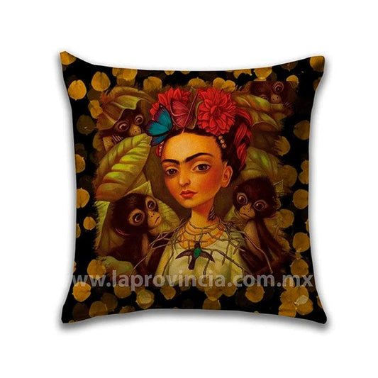 Cojin Frida niña hojas doradas