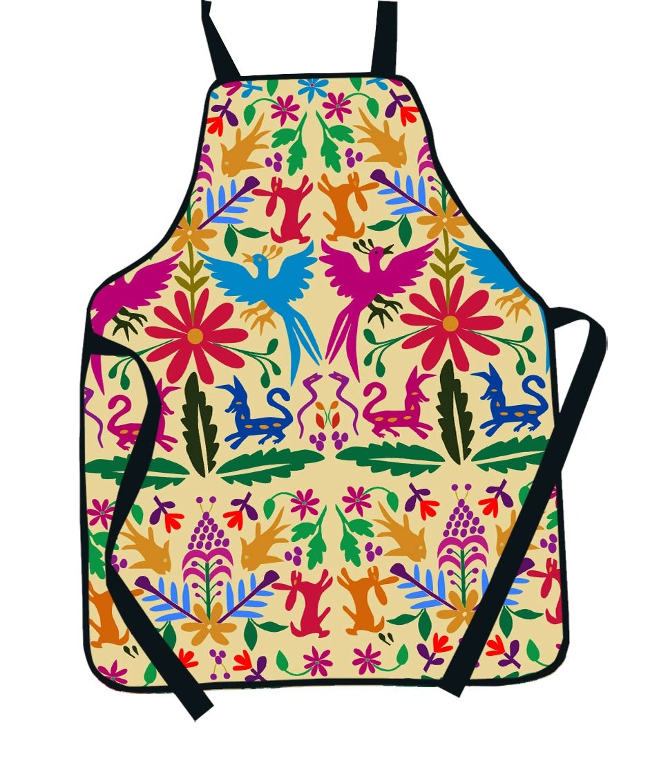 Mandil figuras otomi color beige