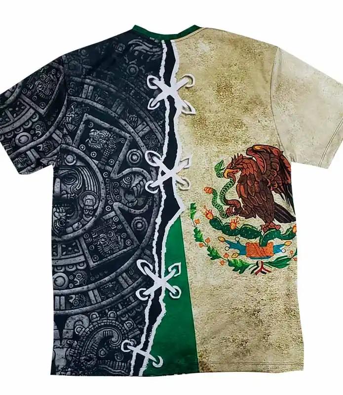 Playera bandera de Mexico cosida full print
