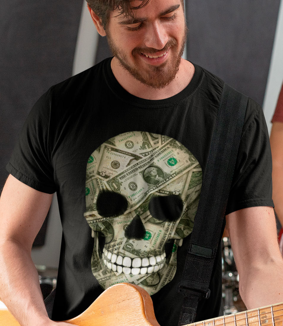 Dollar bill skull t-shirt