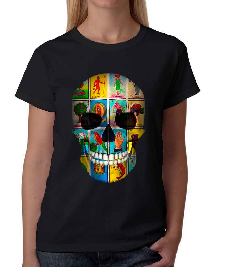 Playera de calavera de loteria mexicana
